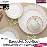 Aparelho de Jantar Porcelana Elegance Chanel - Serve 06 pessoas / EXCLUSIVO