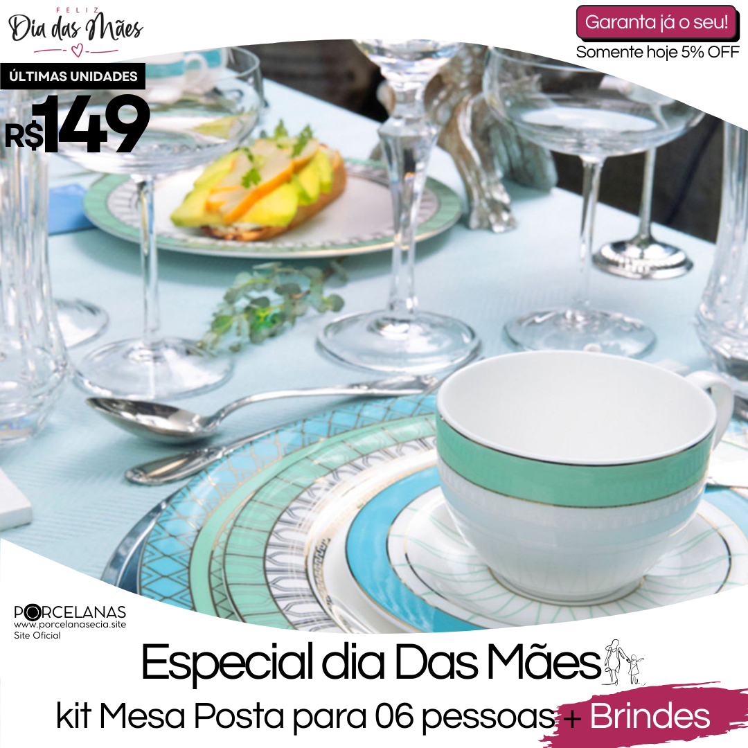 Jogo de Jantar Café e Chá Marina - Serve 06 pessoas / EXCLUSIVO